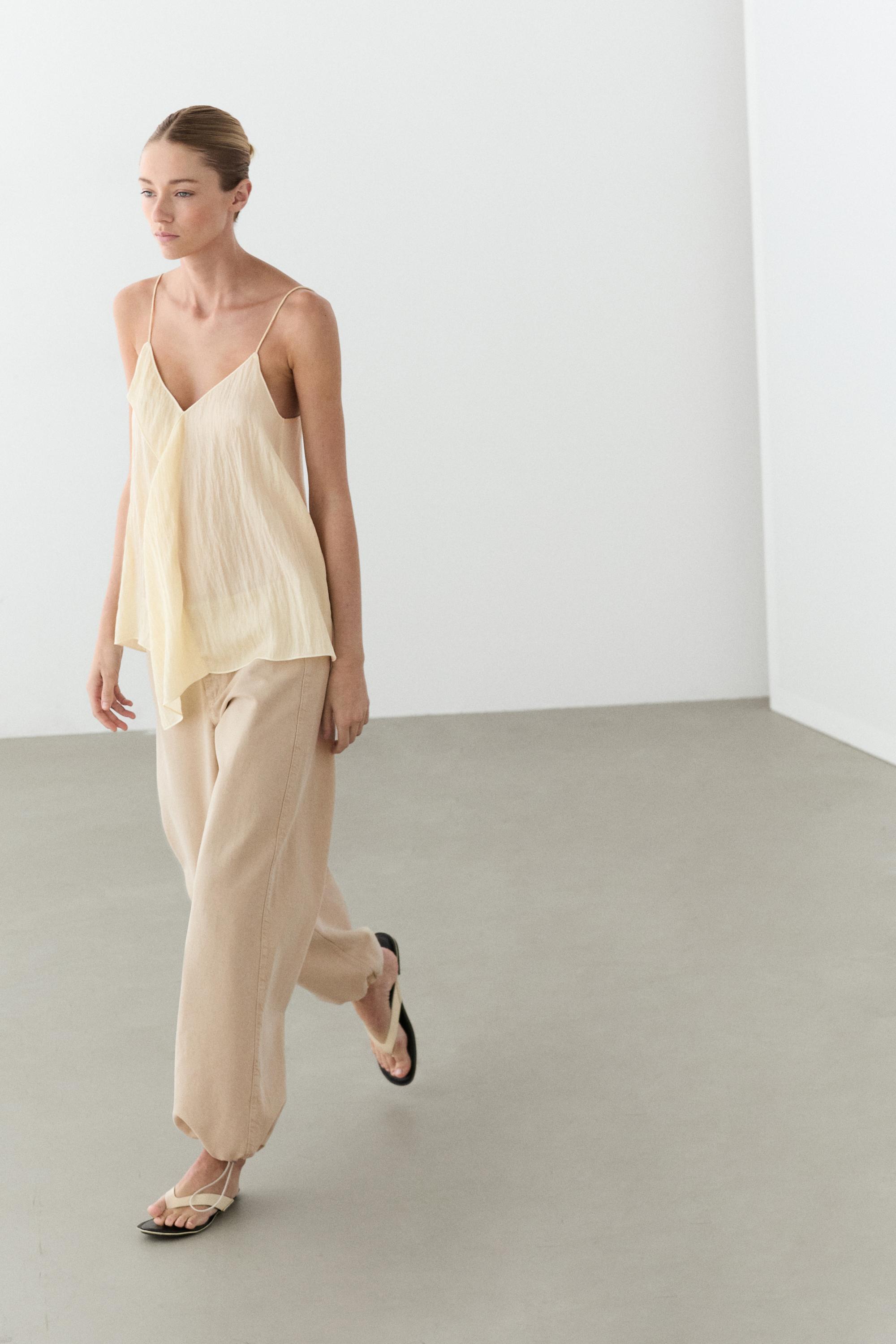 Strappy top with ruffle detail